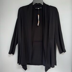 Evan Picone Small NWT Black Slinky Open Cardigan Stretch Travel Elevated Basic